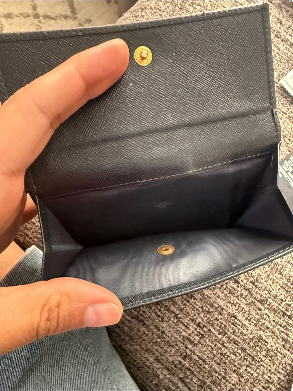 Prada Men's Navy Saffiano Leather Bifold Wallet with Triangle Logo